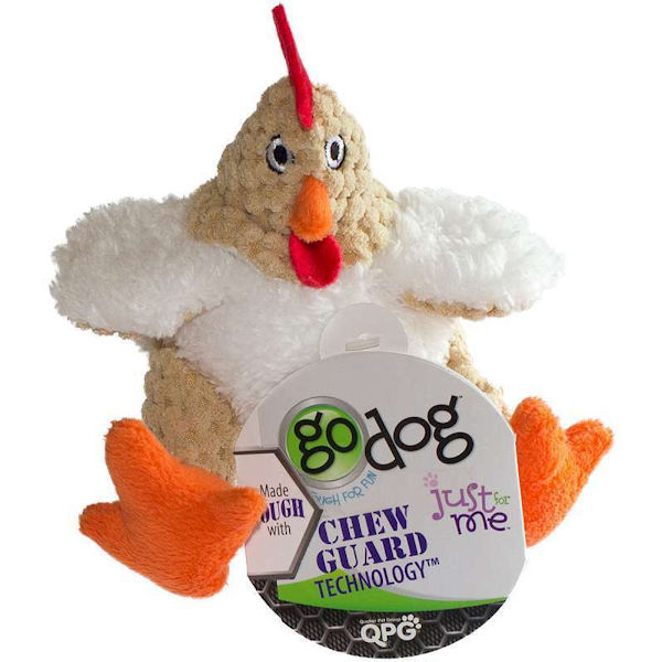 GoDog Fat White Rooster Mini with Chew Guard Technology™ Dog Toy