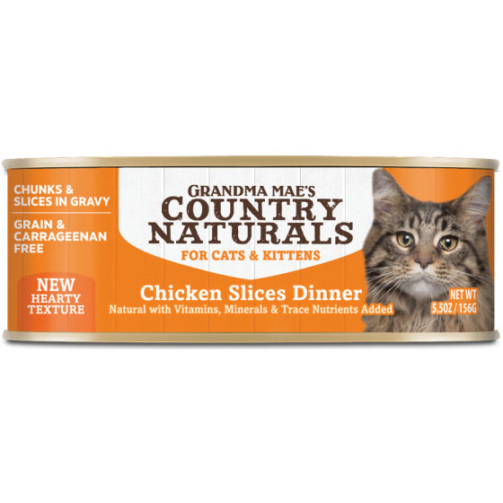 the Pet Stop by Bird Supply of NH Wet Food Grandma Mae s Country Naturals Chicken Chunks Slices in Gravy 5.5 Oz