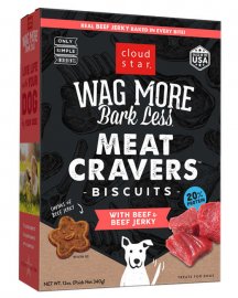 Cloud Star Wag More Bark Less Beef & Beef Jerky Cravers Dog Treats 12 Oz